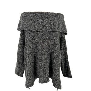 Bobi Los Angeles Off-Shoulder Knit Top Charcoal Gray Size Medium
